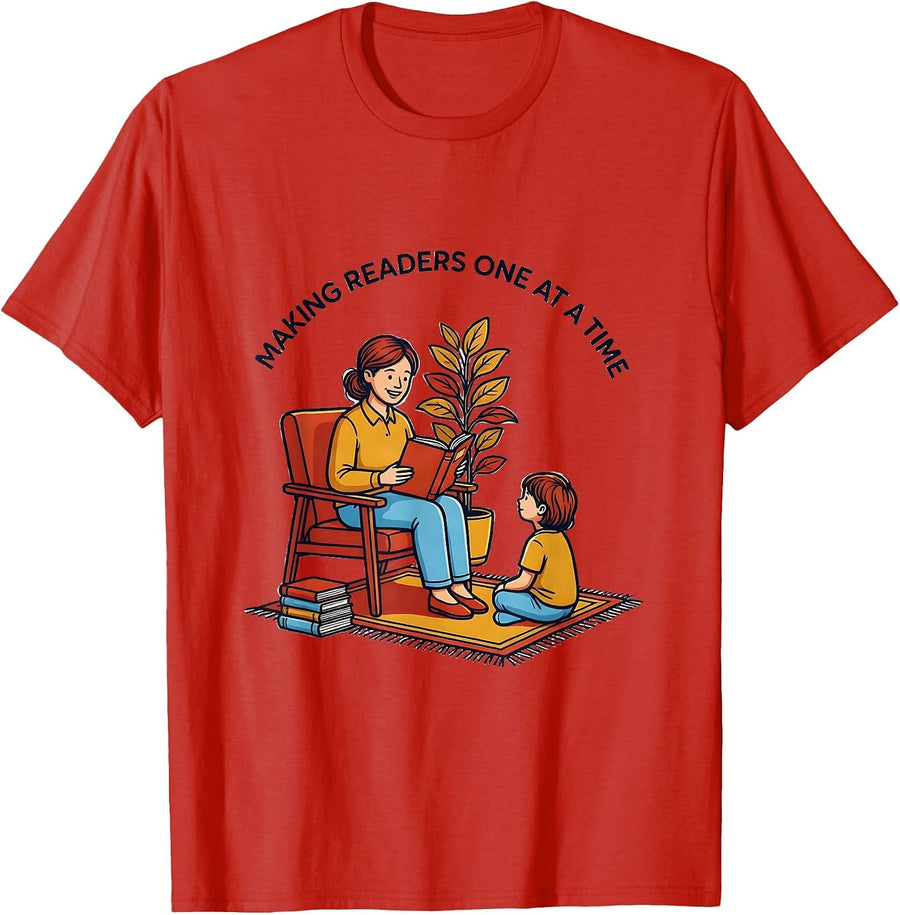 Men's 2nd Grade Teacher Making Readers One at a Time T-Shirt - Red
