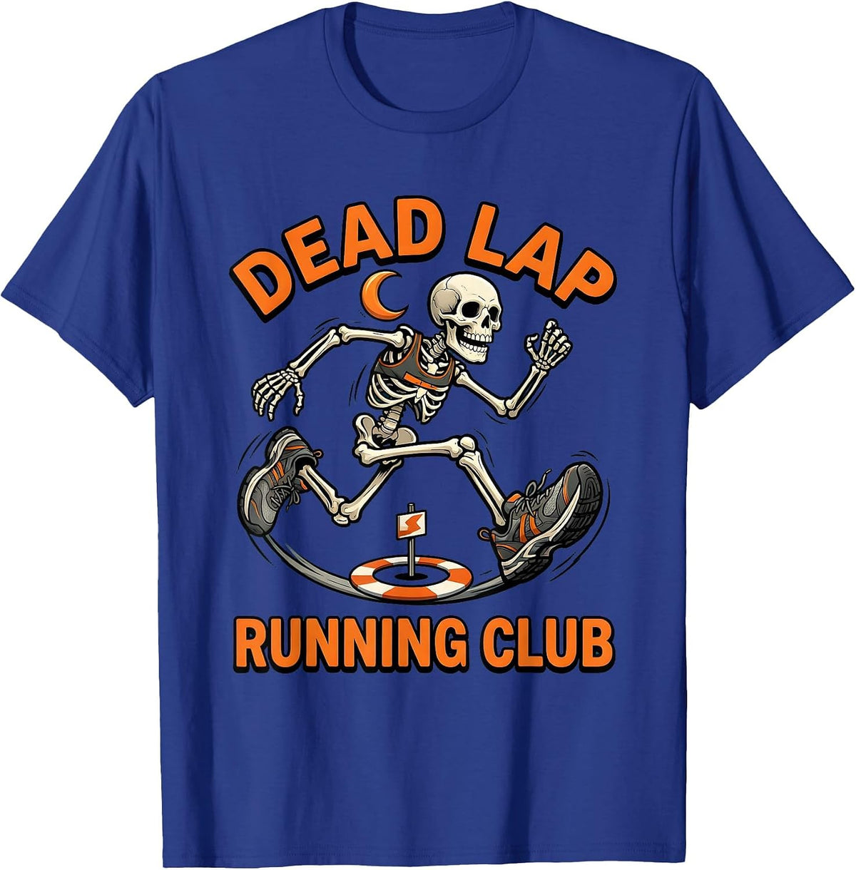 Men's Dead Lap Running Club Funny Halloween Skeleton Runner T-Shirt - Royal Blue