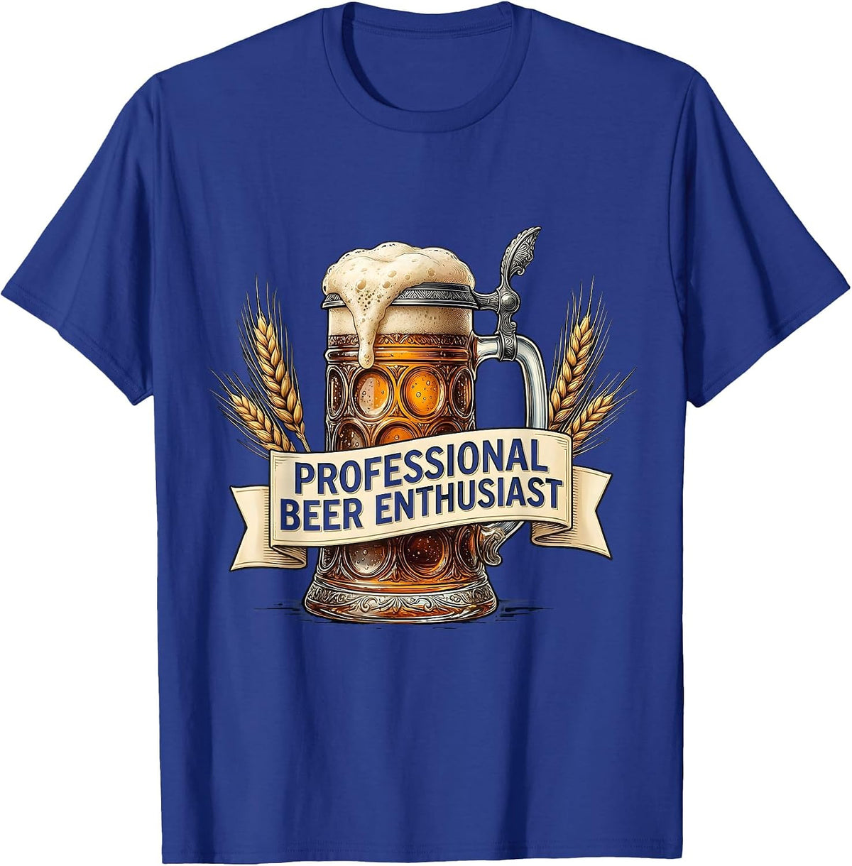 Men's Professional Beer Enthusiast Oktoberfest Design T-Shirt - Royal Blue