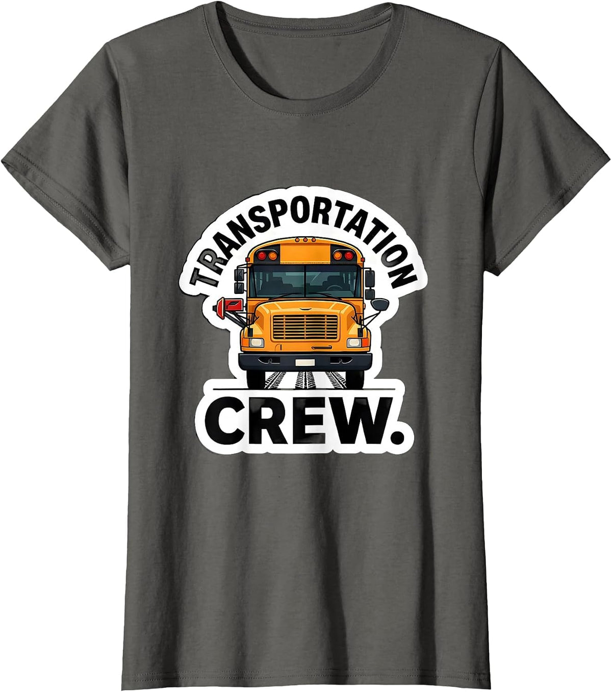 Women's Transportation Crew School Bus Driver Route Work T-Shirt - Asphalt Grey