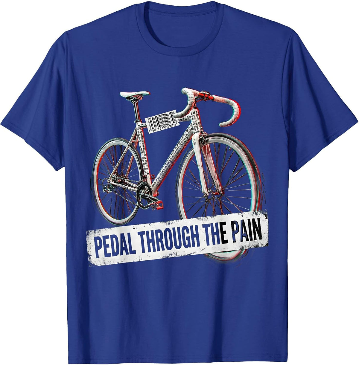 Pedal Through the Pain Cycling Design T-Shirt - Royal Blue
