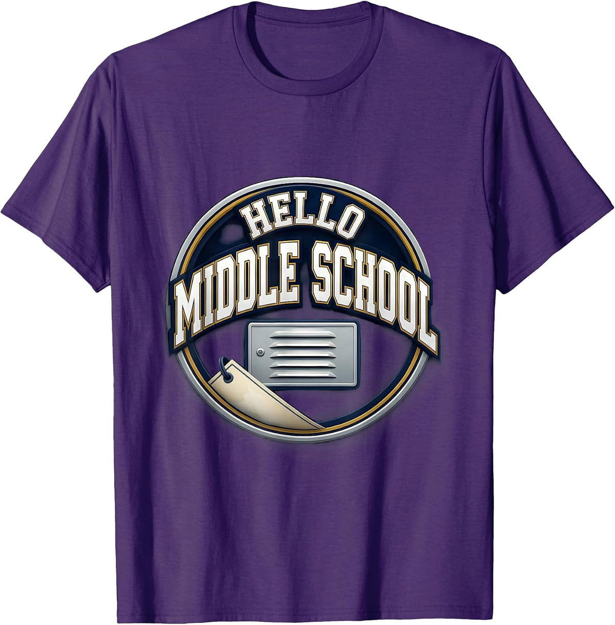 Men's Hello Middle School Sports Kids Back To School Teacher T-Shirt - Purple