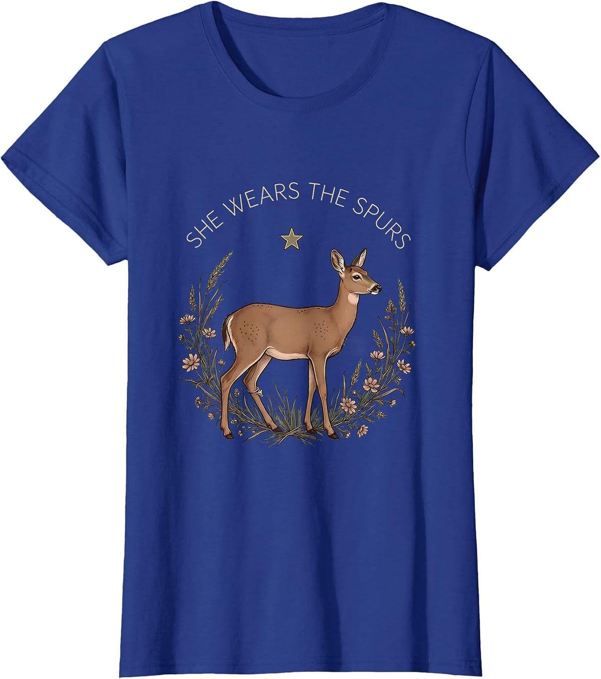 Women's She Wears The Spurs Girls Cowgirl Design T-Shirt - Royal Blue