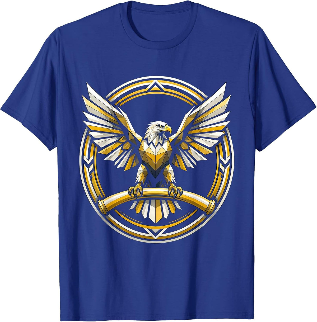 Men's Eagle on Chrome Handlebar Motorcycle Graphic T-Shirt - Royal Blue