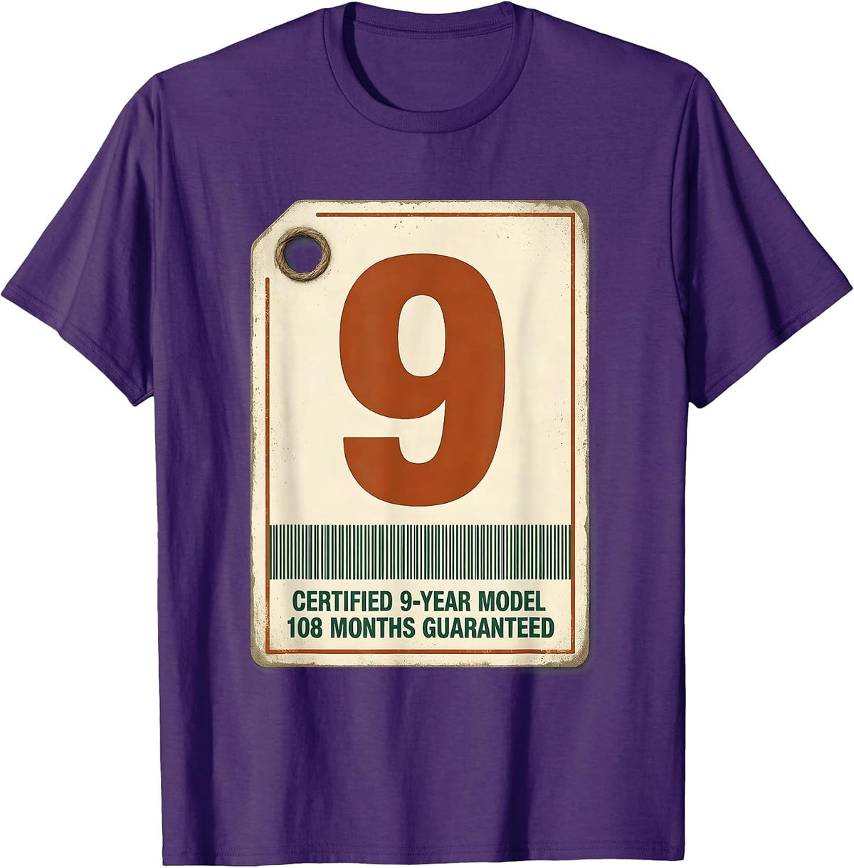 Men's Certified 9-Year Model, 108 Months Guaranteed Vintage T-Shirt - Purple