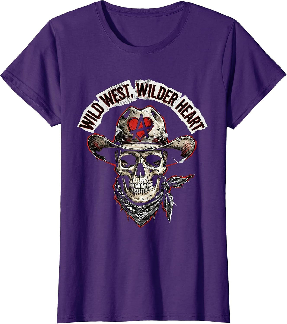 Women's Wild West Wilder Heart Western Design T-Shirt - Purple