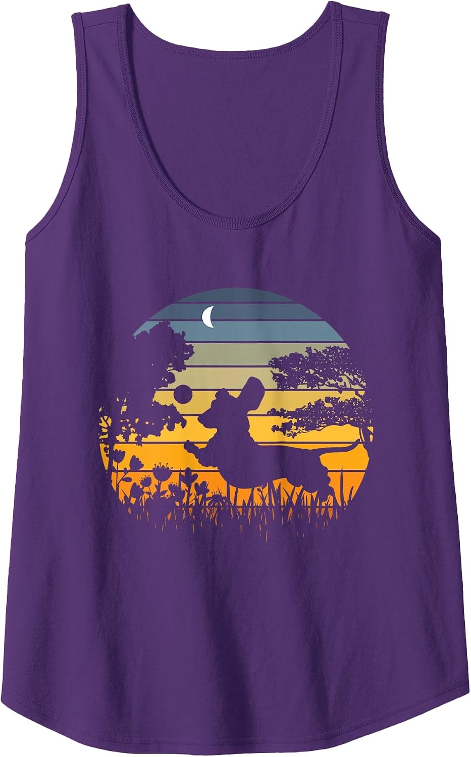 Dachshund Wiener Dog Sunset Garden Nature Lover Tank Top - Purple