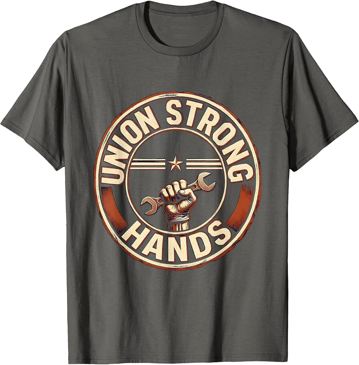 Men's Union Strong Hands Skilled Trade Worker Labor Day T-Shirt - Asphalt Grey