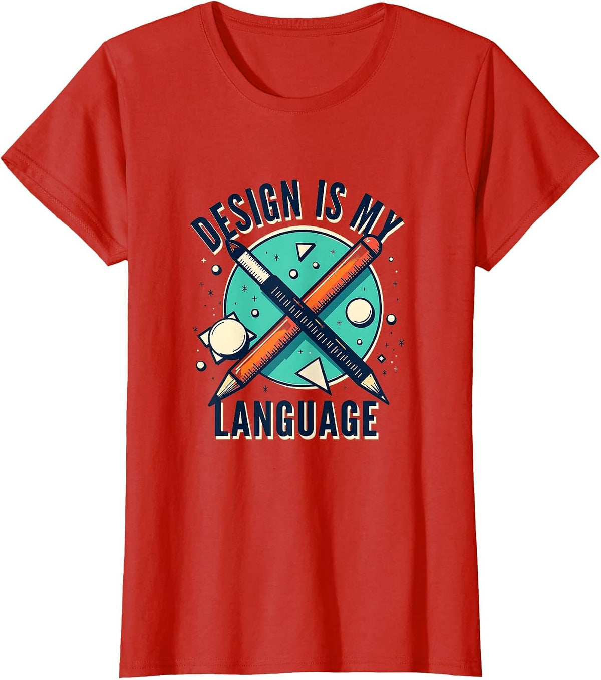 Design Is My Language Creative Designer Graphic T-Shirt - Red