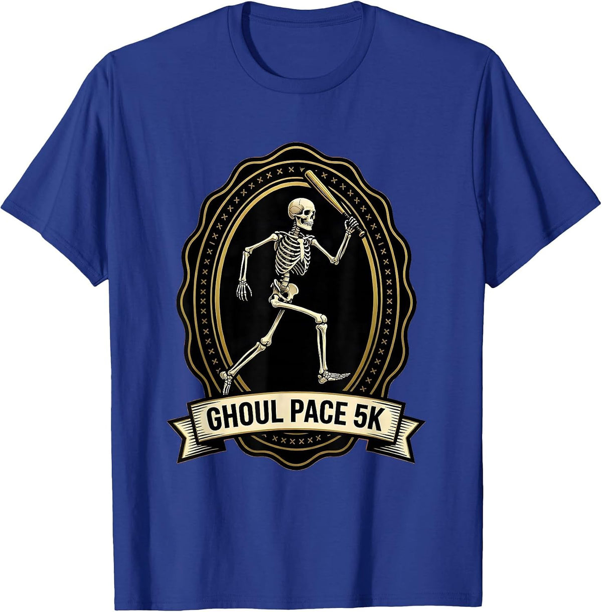 Men's Ghoul Pace 5K Funny Skeleton Runner Halloween Race Matching T-Shirt - Royal Blue