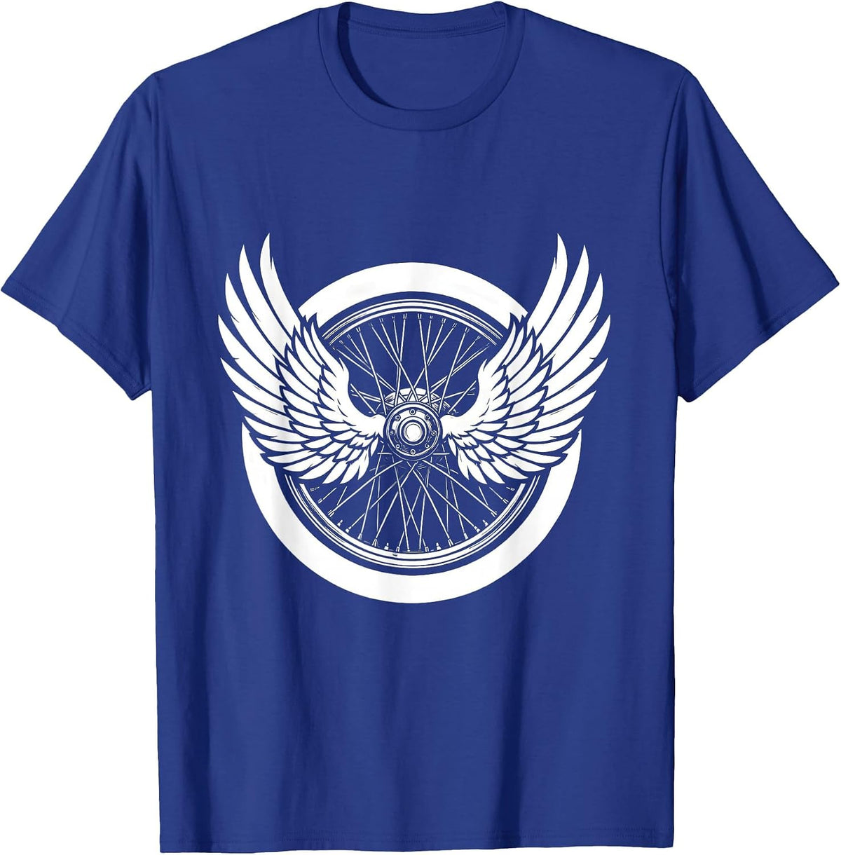 Winged Motorcycle Wheel Freedom Burst Graphic T-Shirt - Royal Blue