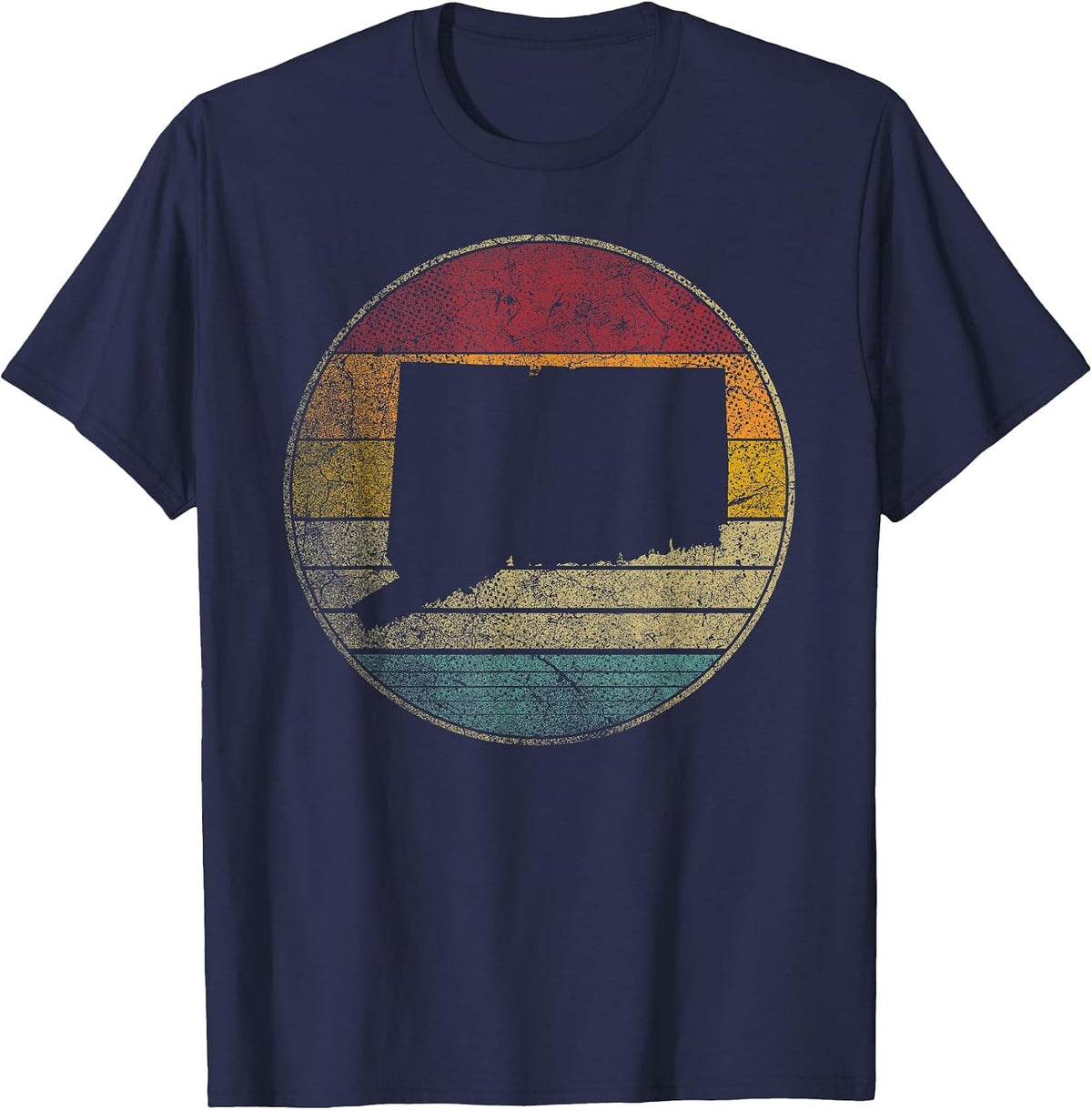 Connecticut Vintage Retro Style Distressed 70s 80s Novelty T-Shirt - Navy Blue