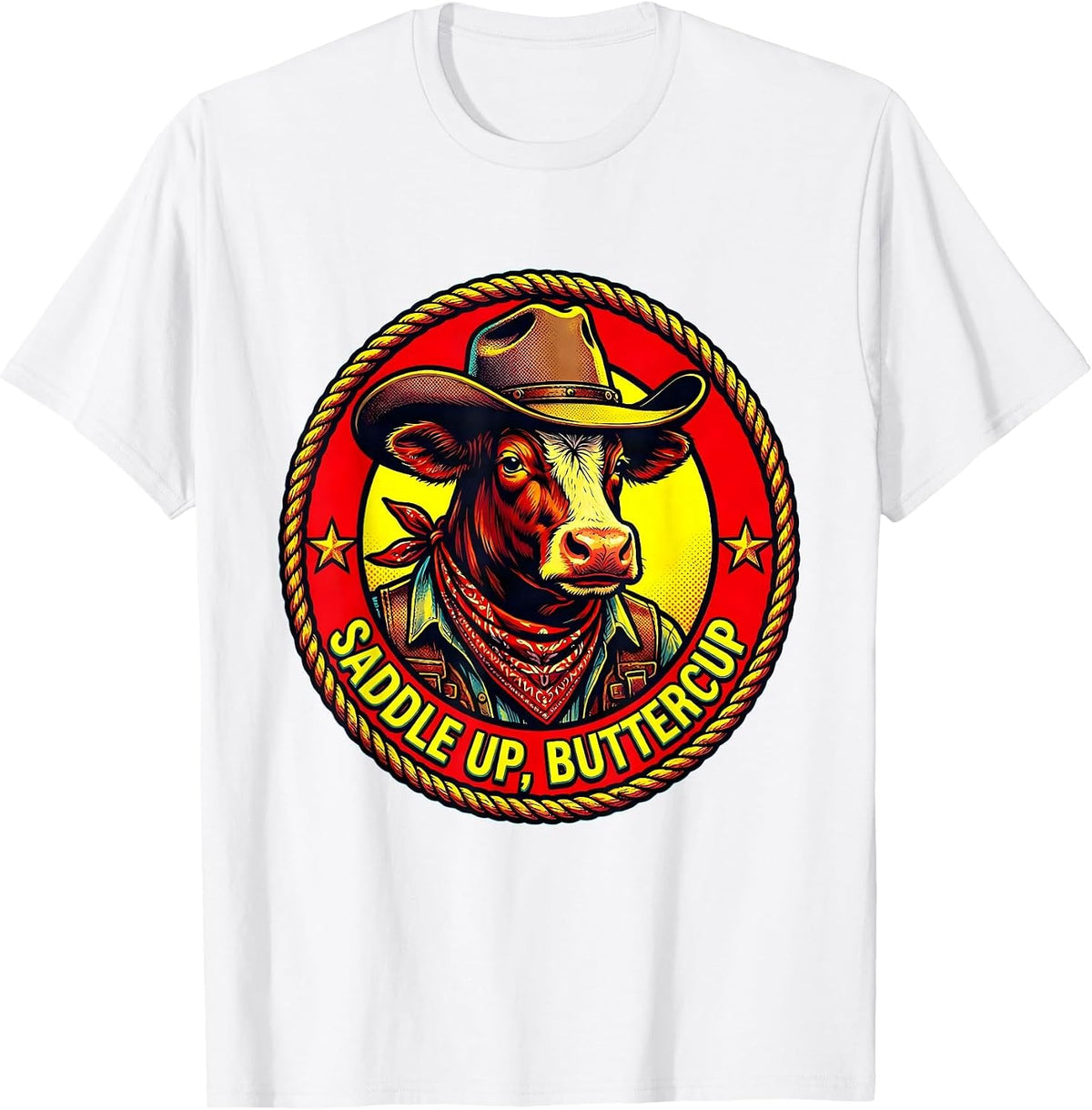 Men's Saddle Up Buttercup Cowgirl Graphic Design T-Shirt - White