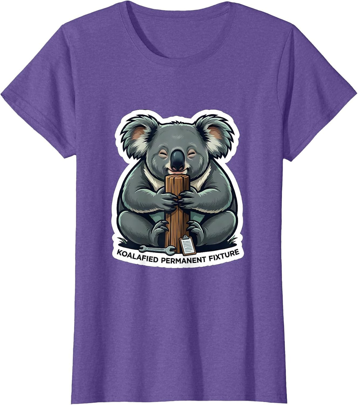 Koalafied Permanent Fixture Funny Koala Lover Cute Animal T-Shirt - Purple Heather