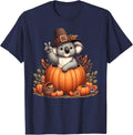 Autumn Pumpkin Fall Koala Thanksgiving Womens Mens Kids T-Shirt - Navy Blue