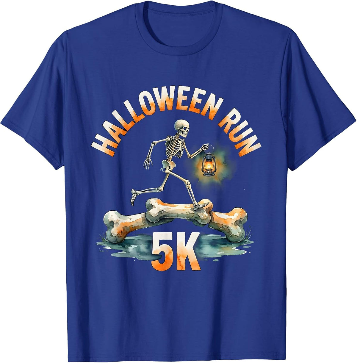 Halloween Run 5K Funny Skeleton Runner Halloween 5K Matching T-Shirt - Royal Blue