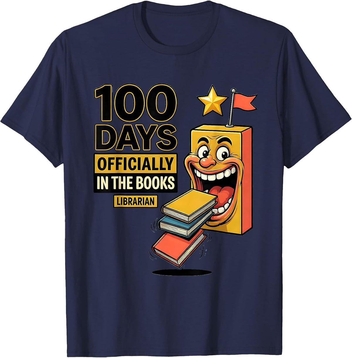100 Days Officially In The Books Librarian T-Shirt - Navy Blue