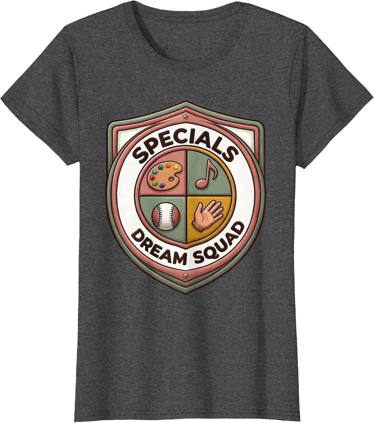 Women's Specials Dream Squad Teacher Crew Appreciation Back T-Shirt - Dark Heather Grey
