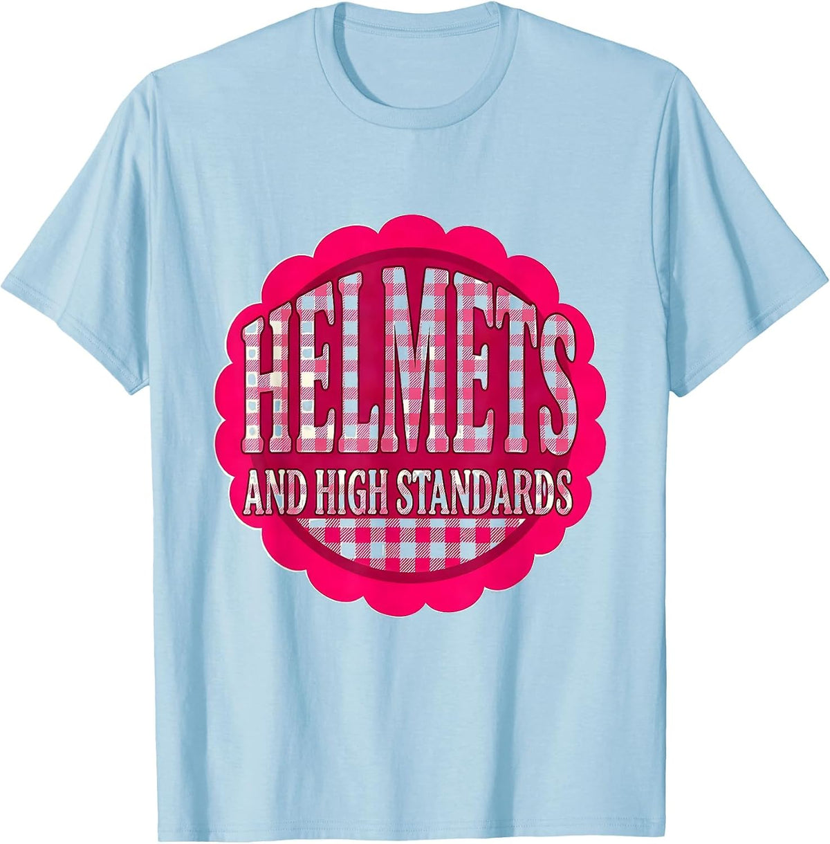 Men's Helmets and High Standards Motorcycle Design T-Shirt - Baby Blue