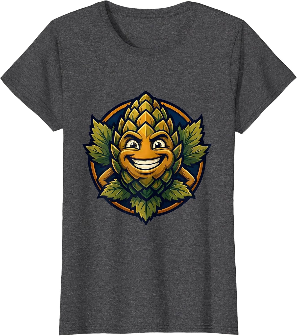 Women's Oktoberfest Hop Cone Cluster Illustration T-Shirt - Dark Heather Grey