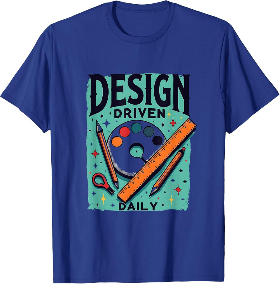 Design Driven Daily Creative Lifestyle Graphic T-Shirt - Royal Blue