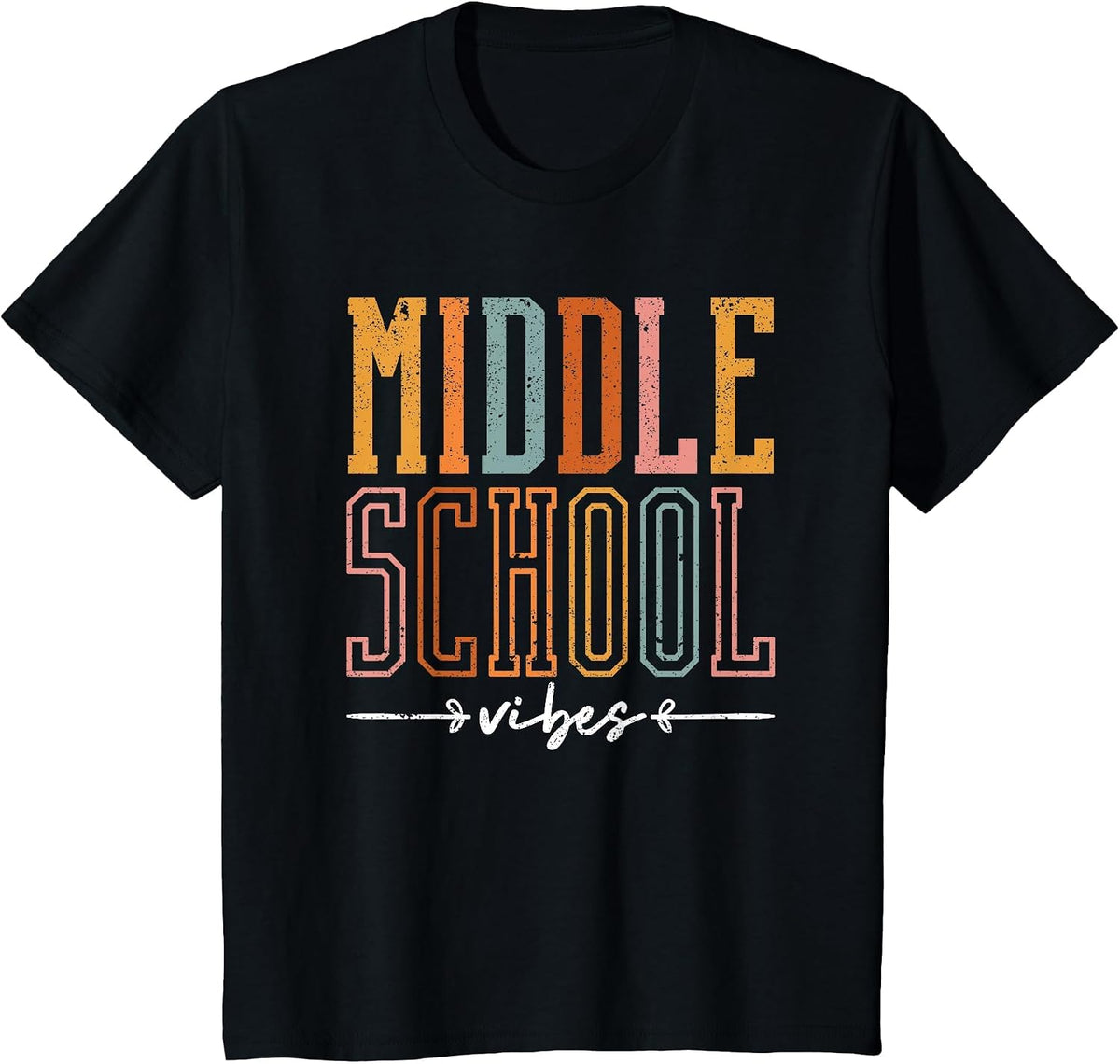 Middle School Vibes Funny Teacher Student Learning Education T-Shirt - Black