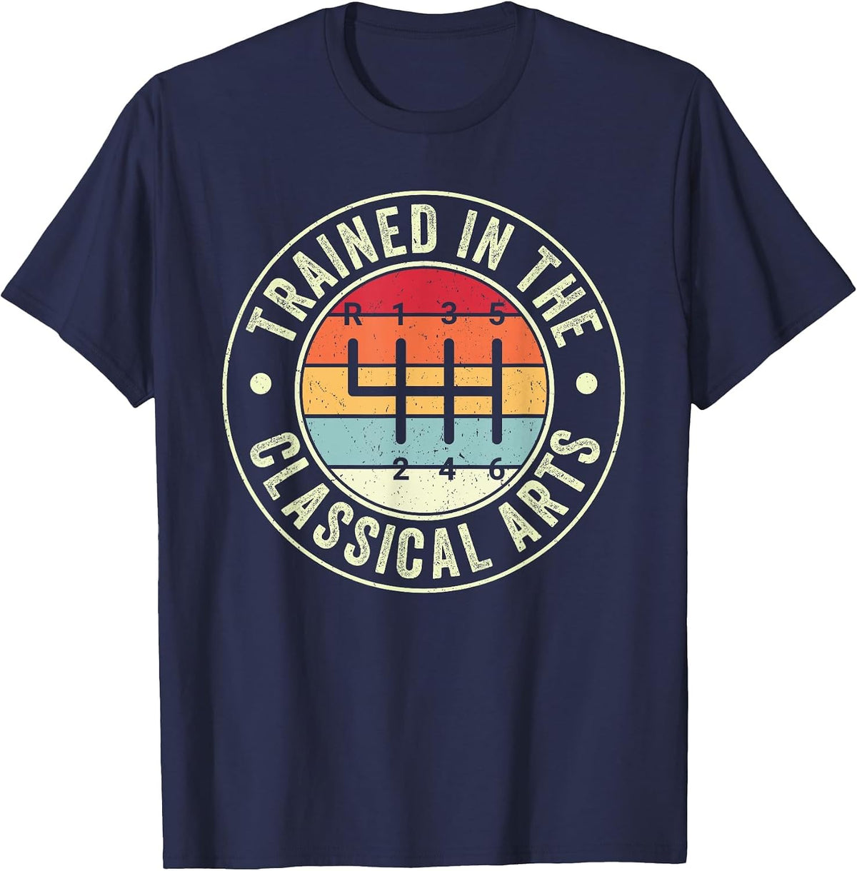 Trained in The Classical Arts 6 Speed Manual Transmission T-Shirt - Navy Blue