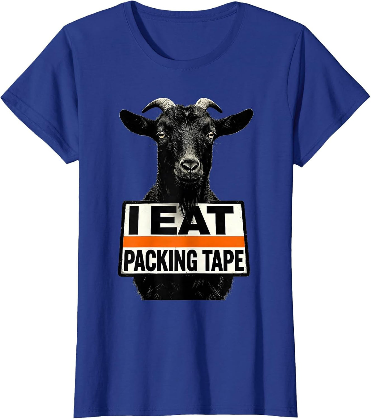 Women's I Eat Packing Tape Brutalist Graphic Absurdist Meme Humor T-Shirt - Royal Blue