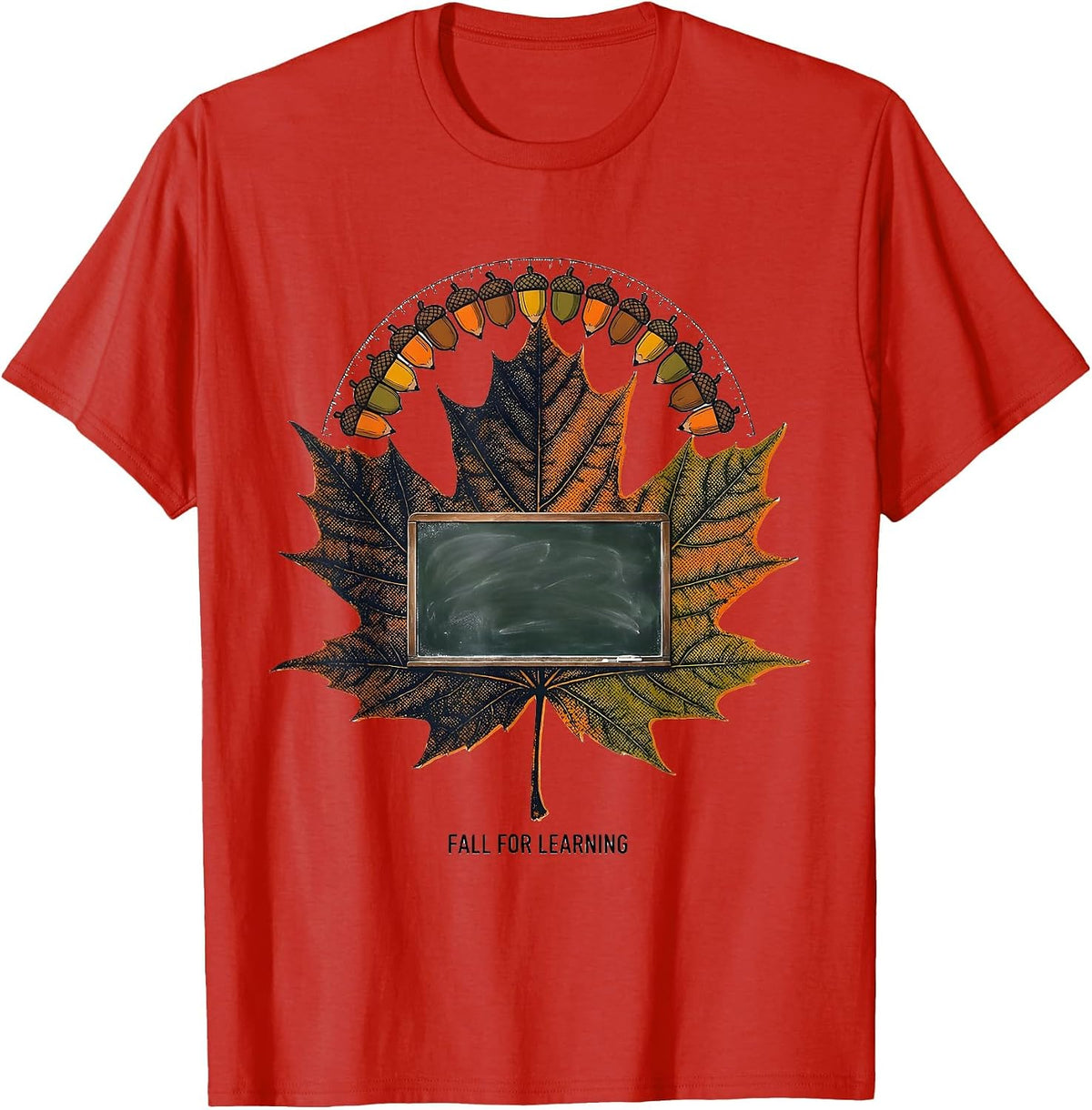 Men's Fall For Learning Retro Teacher Fall Festival Halloween T-Shirt - Red
