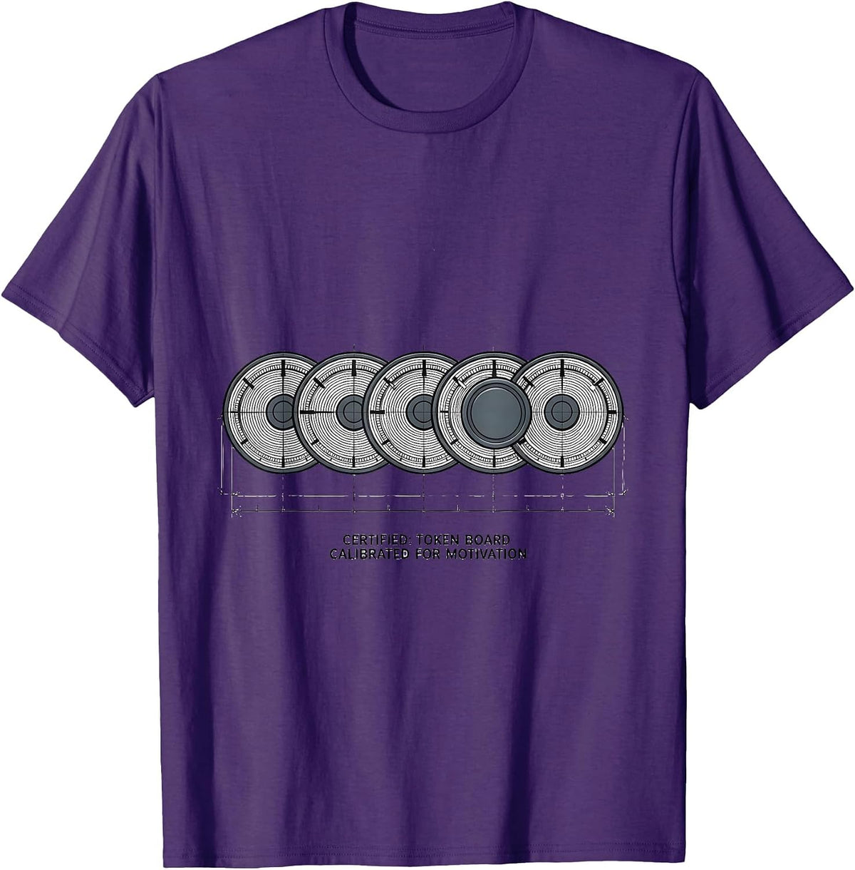 Certified: Token Board, Calibrated For Motivation Teacher T-Shirt - Purple