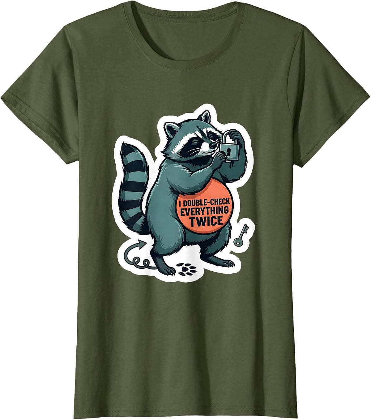 Women's I Double-Check Everything Twice Neurodivergent Humor T-Shirt - Olive Green