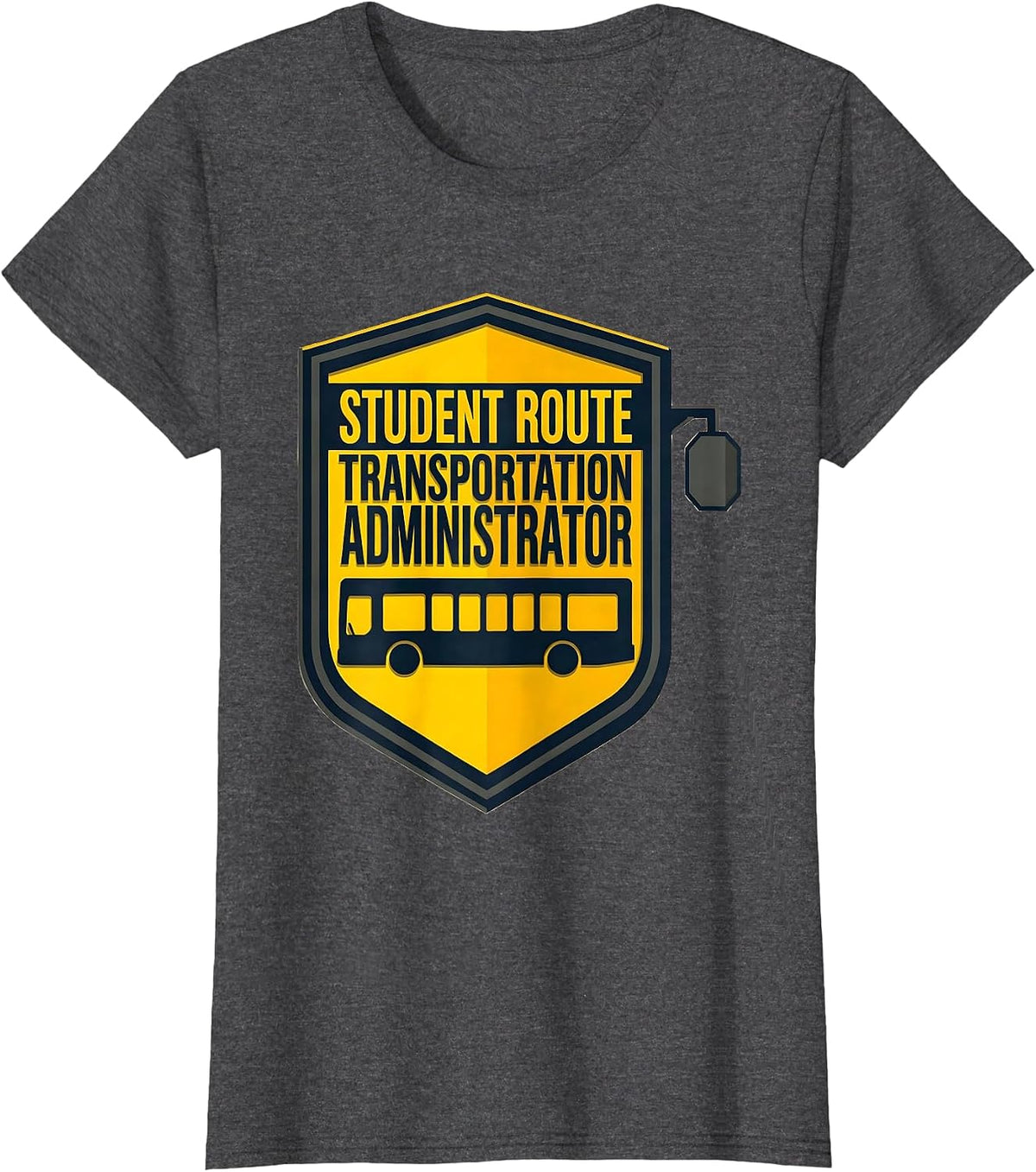 Women's Student Route Transportation Administrator School Bus Driver T-Shirt - Dark Heather Grey