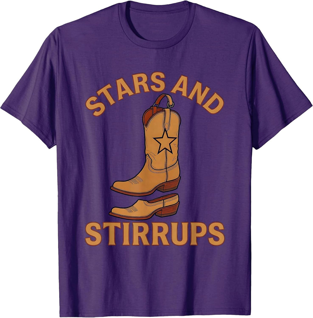 Men's Stars and Stirrups Western Graphic Design T-Shirt - Purple