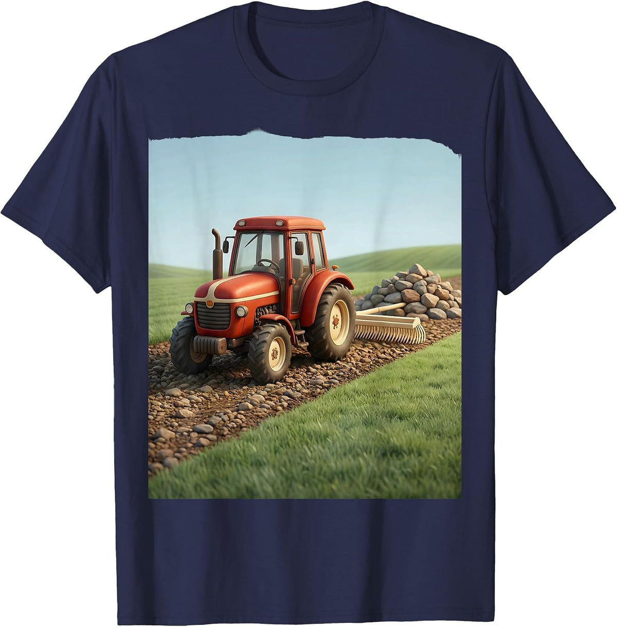 Storybook Farm Tractor Tractor Owner Rustic Nostalgia T-Shirt - Navy Blue