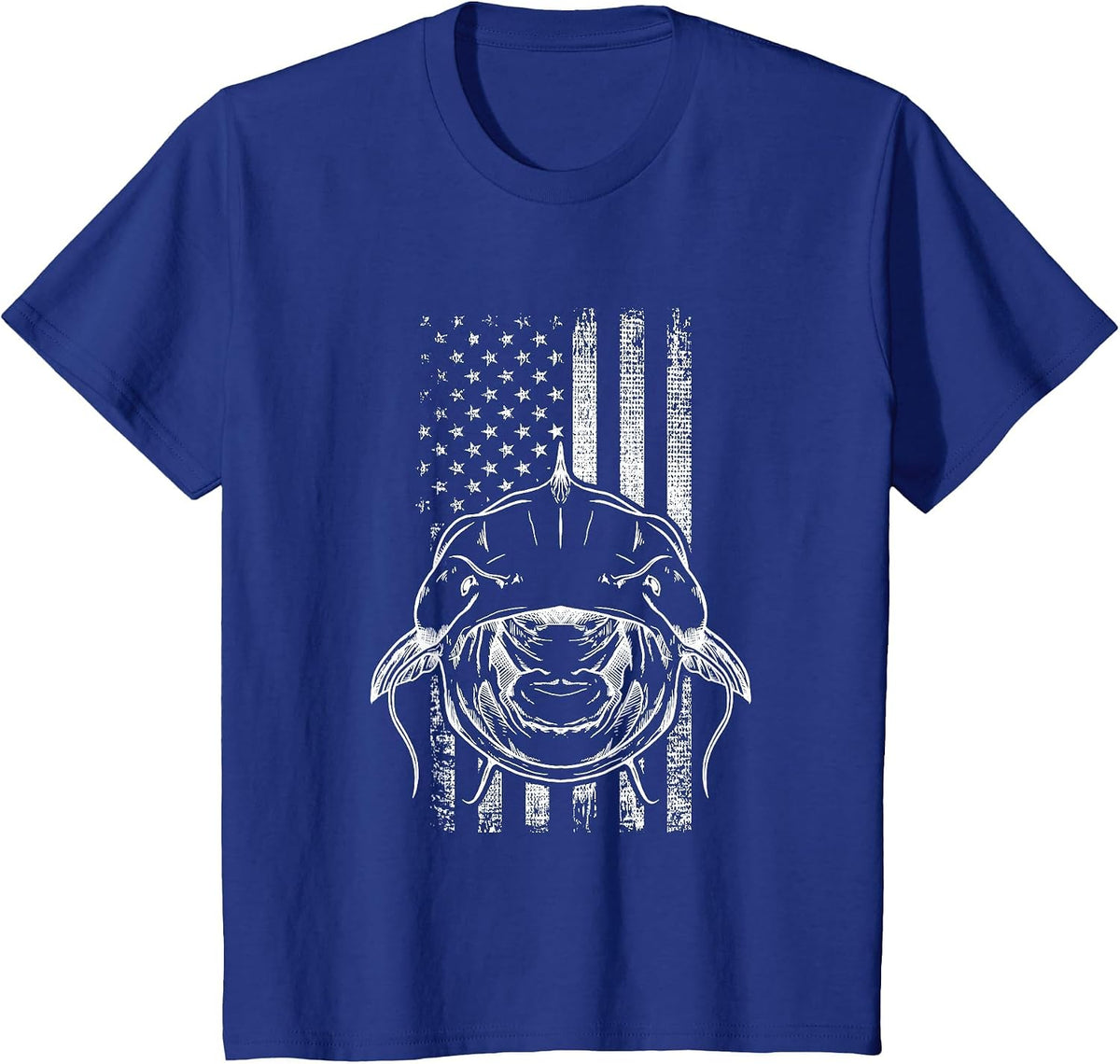 Distressed Flathead Catfish Shovelhead Cat Mudcat Noodling T-Shirt - Royal Blue