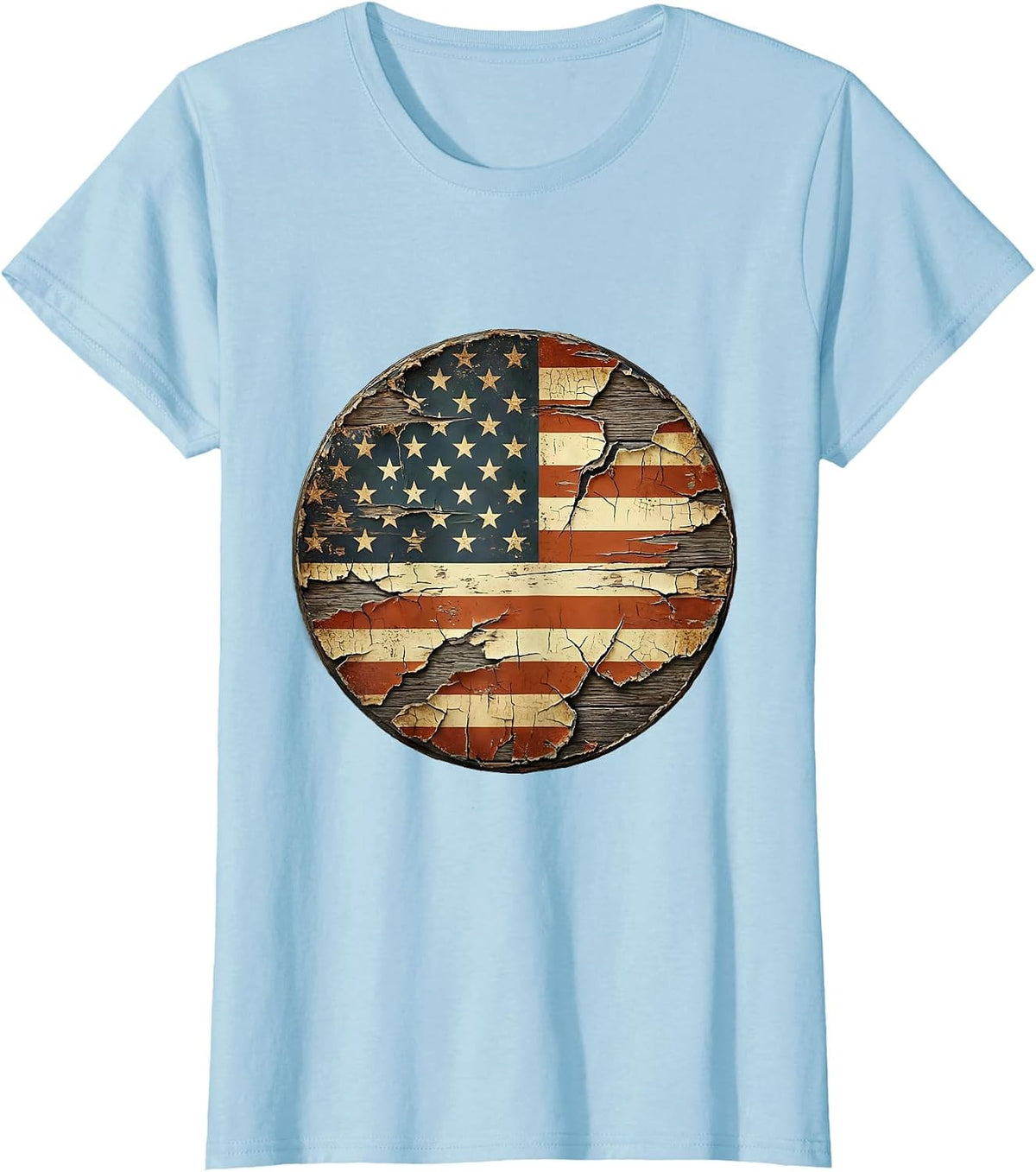 Women's Vintage Motorcycle Open Highway Landscape Graphic T-Shirt - Baby Blue