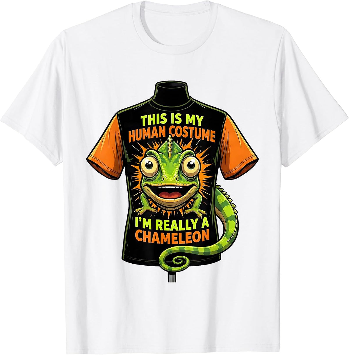Men's This Is My Human Costume I'm Really A Chameleon Funny T-Shirt - White