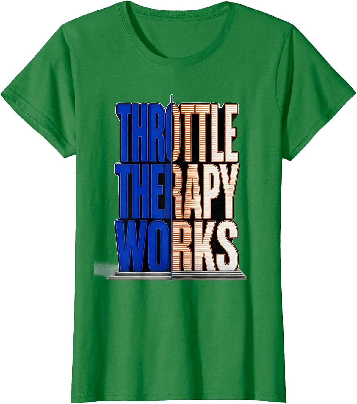 Women's Throttle Therapy Works Motorcycle Riding Design T-Shirt - Kelly Green