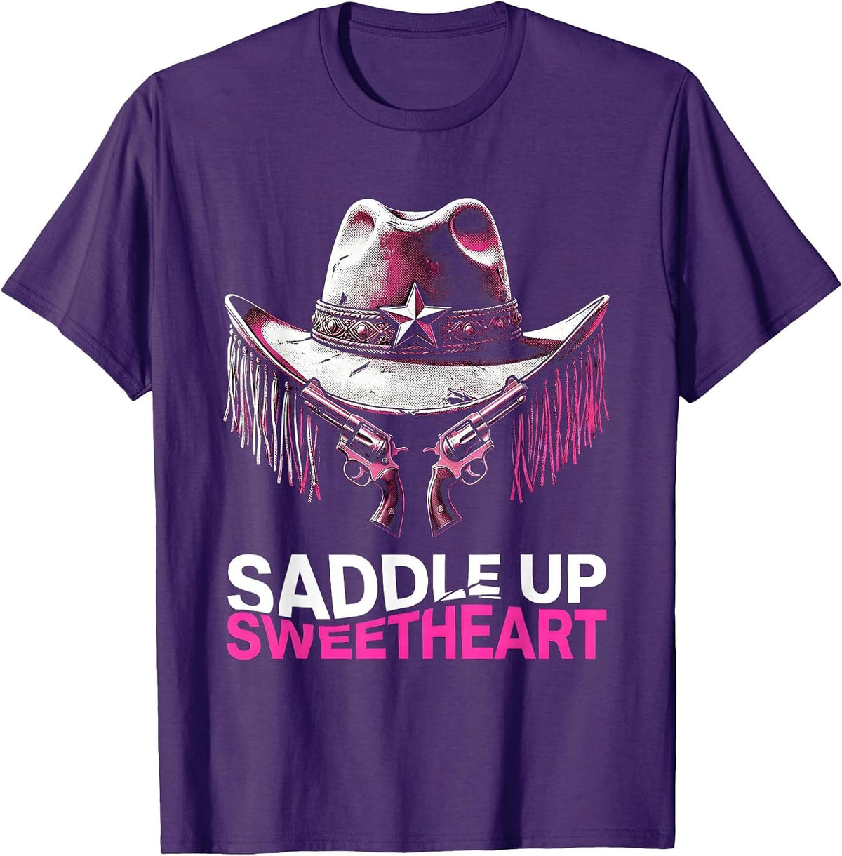 Saddle Up Sweetheart Cowboy Western Design T-Shirt - Purple