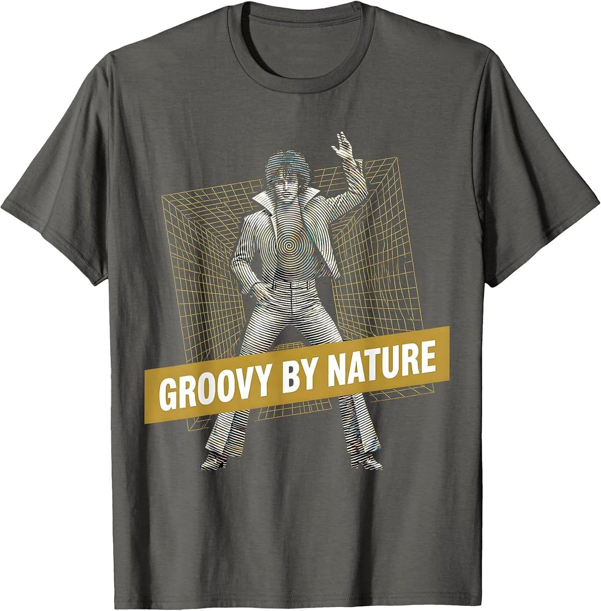 Groovy By Nature Disco Men Retro Design T-Shirt - Asphalt Grey