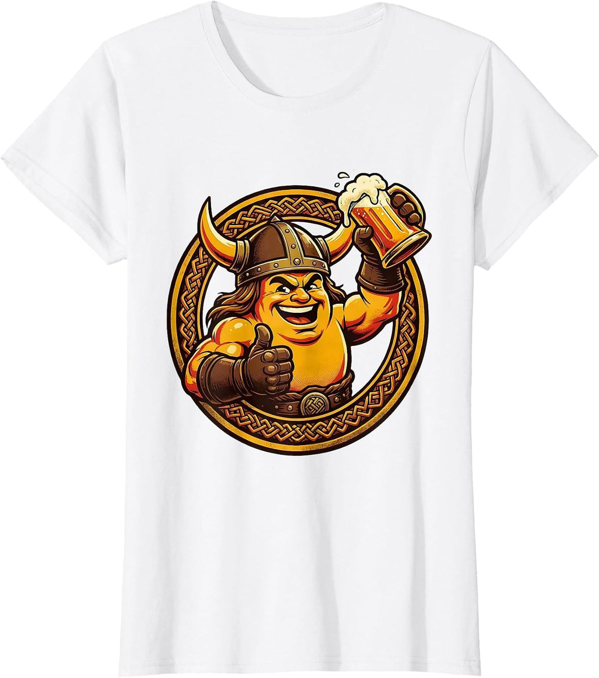 Women's Viking Warrior Beer Toast Graphic Tee T-Shirt - White