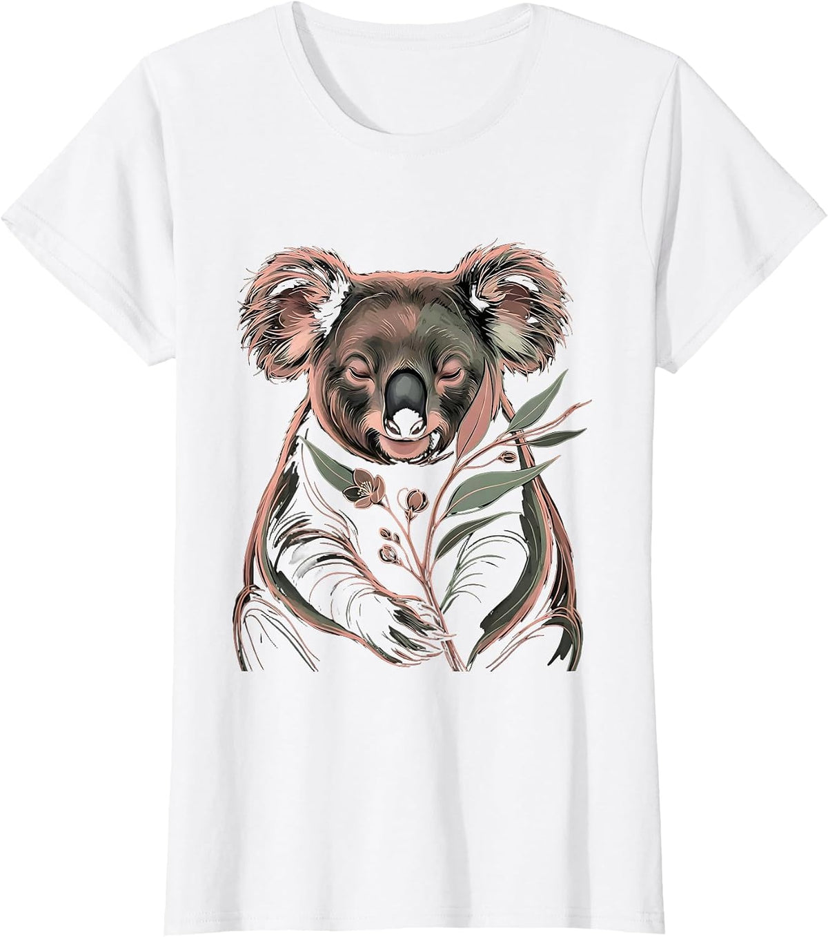Women's Koala Boho Hand Drawn Cute Animal Lover Gift T-Shirt - White