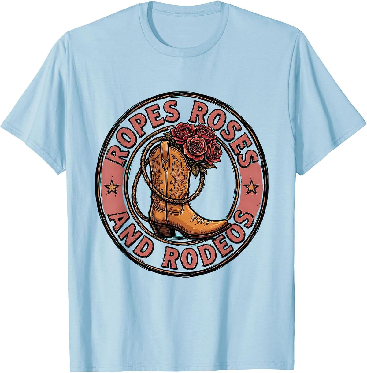Men's Ropes Roses and Rodeos Western Graphic Design T-Shirt - Baby Blue