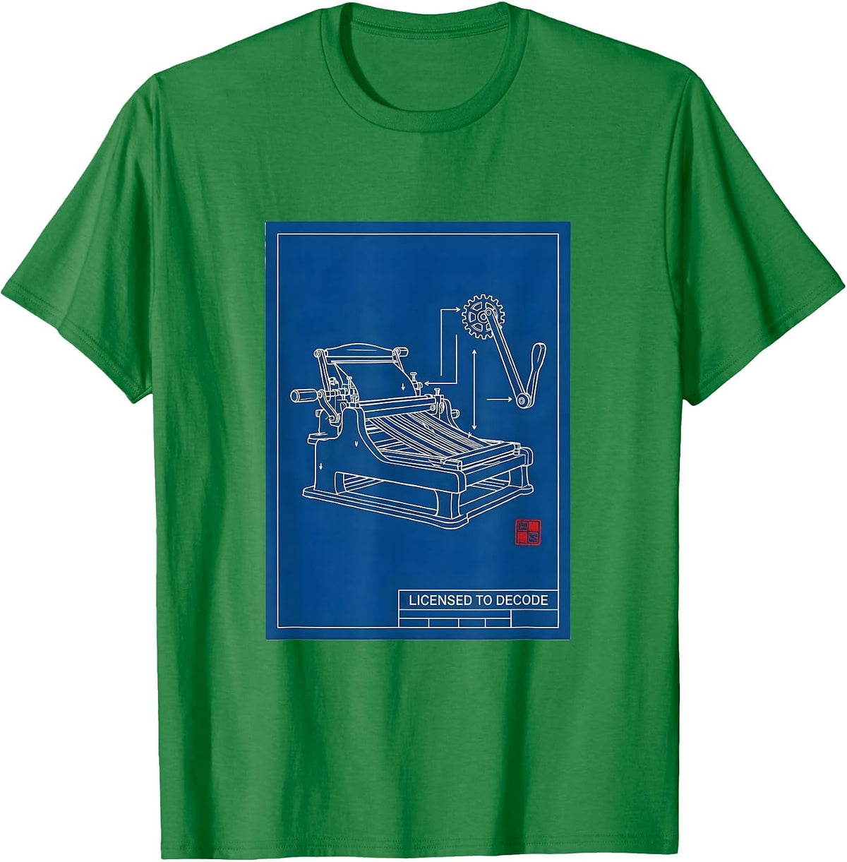 Men's Licensed To Decode Technical Blueprint Dyslexia Teacher T-Shirt - Kelly Green
