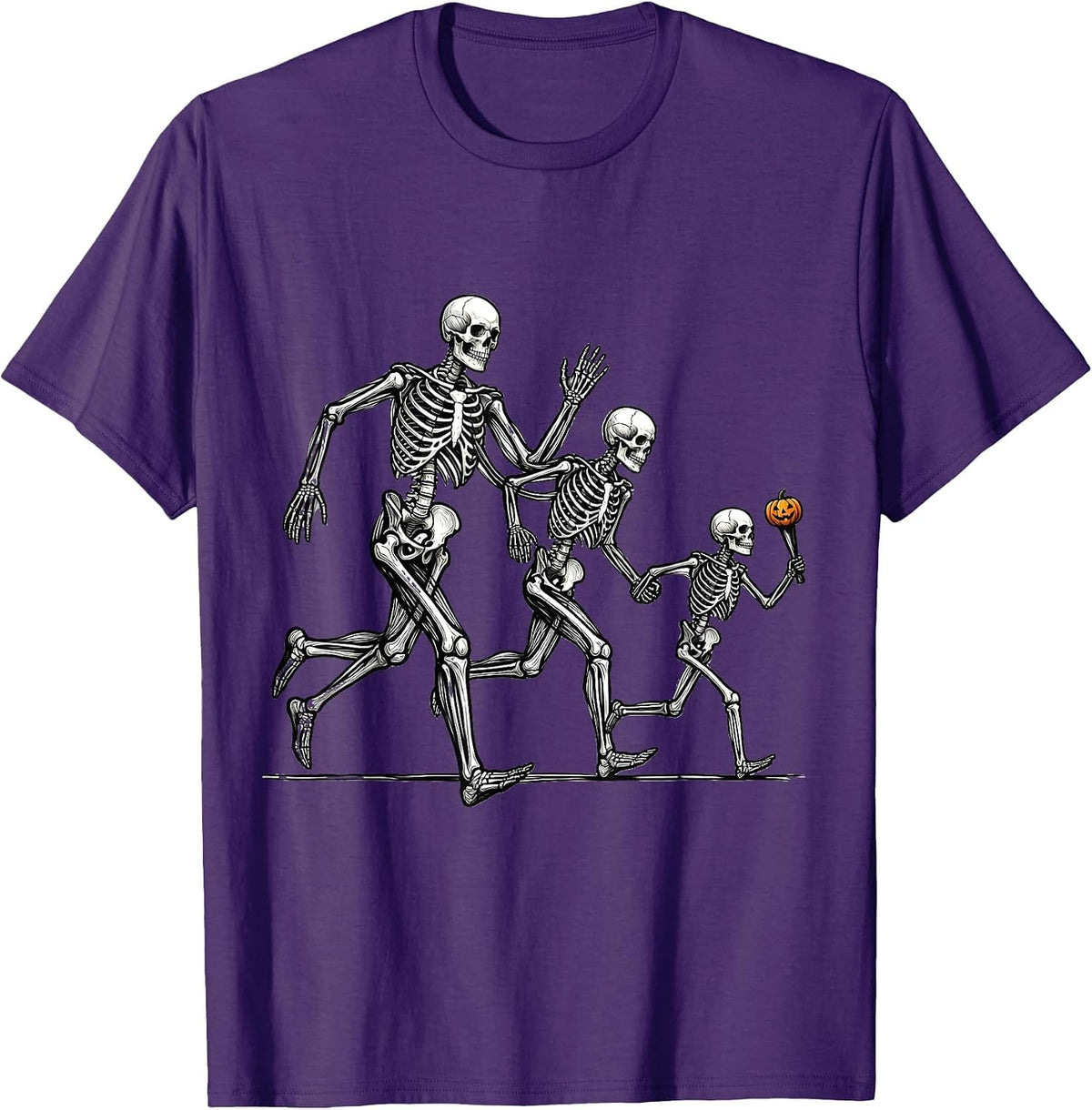 Skeleton Runners Halloween 5K Race Matching Group T-Shirt - Purple