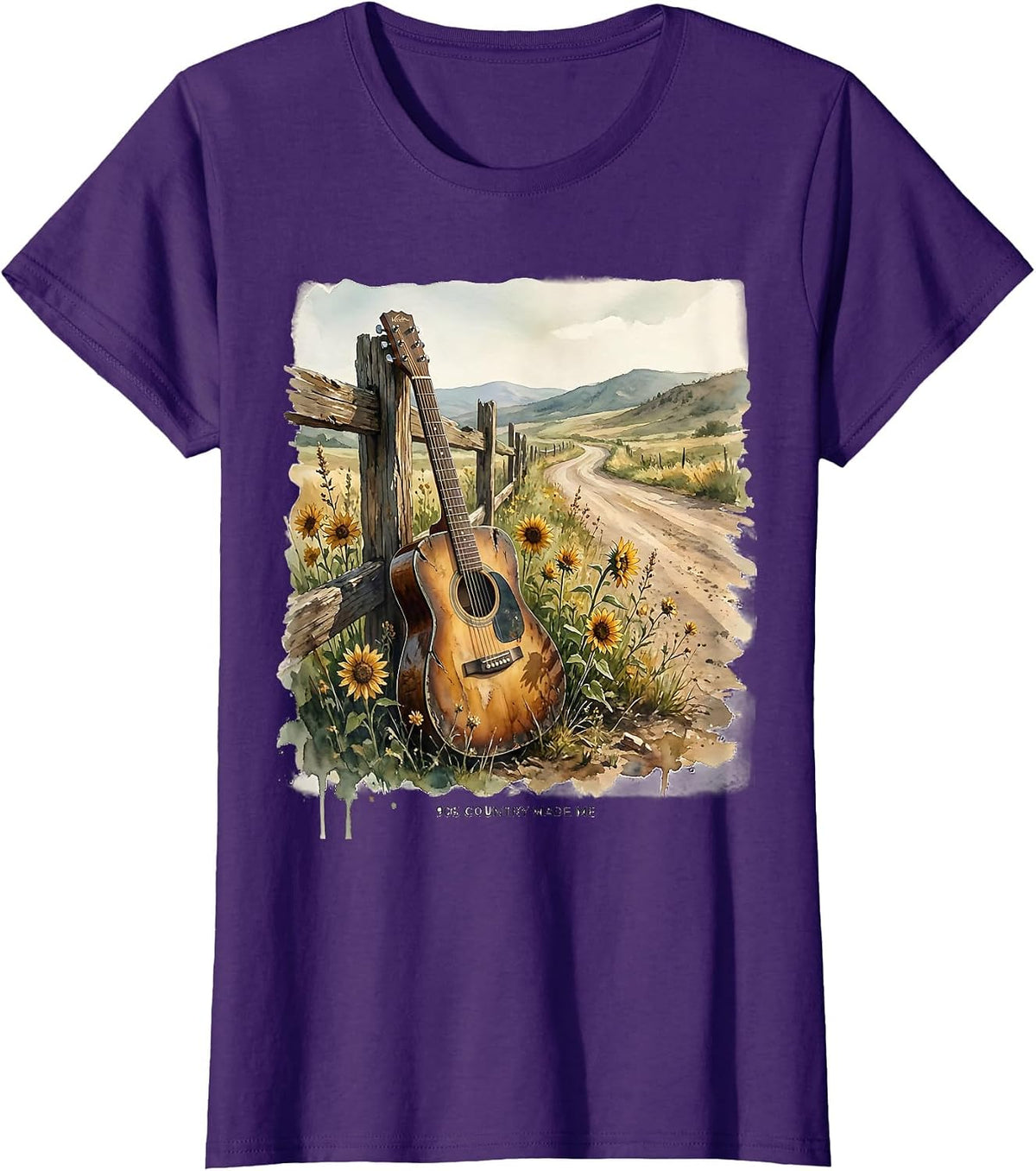 Women's 90s Country Made Me Nostalgic Music Design T-Shirt - Purple