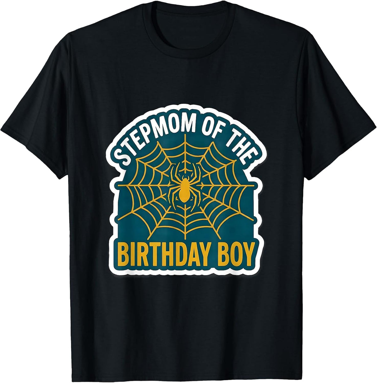 Men's Stepmom Of The Birthday Boy Spider Web Family Matching Party T-Shirt - Black