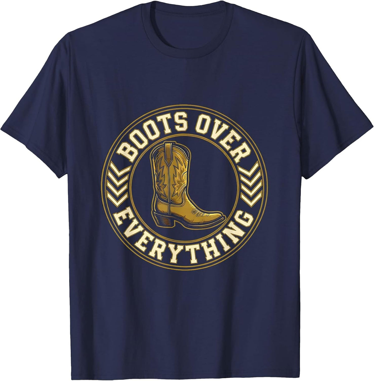 Boots Over Everything Western Pride Design T-Shirt - Navy Blue