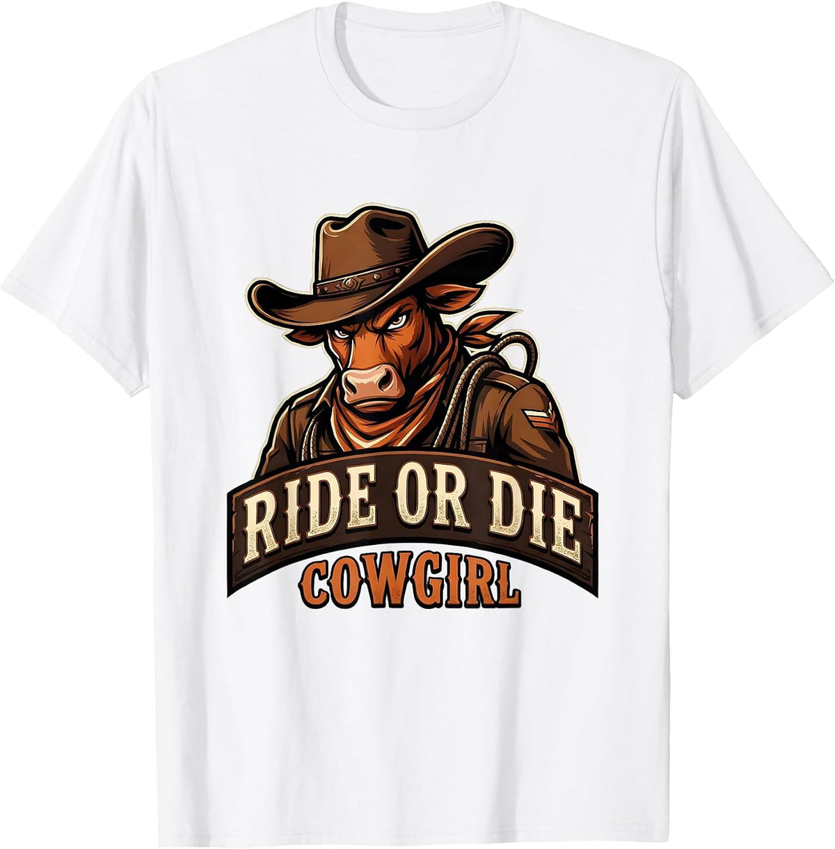 Men's Ride or Die Cowgirl Western Spirit Design T-Shirt - White