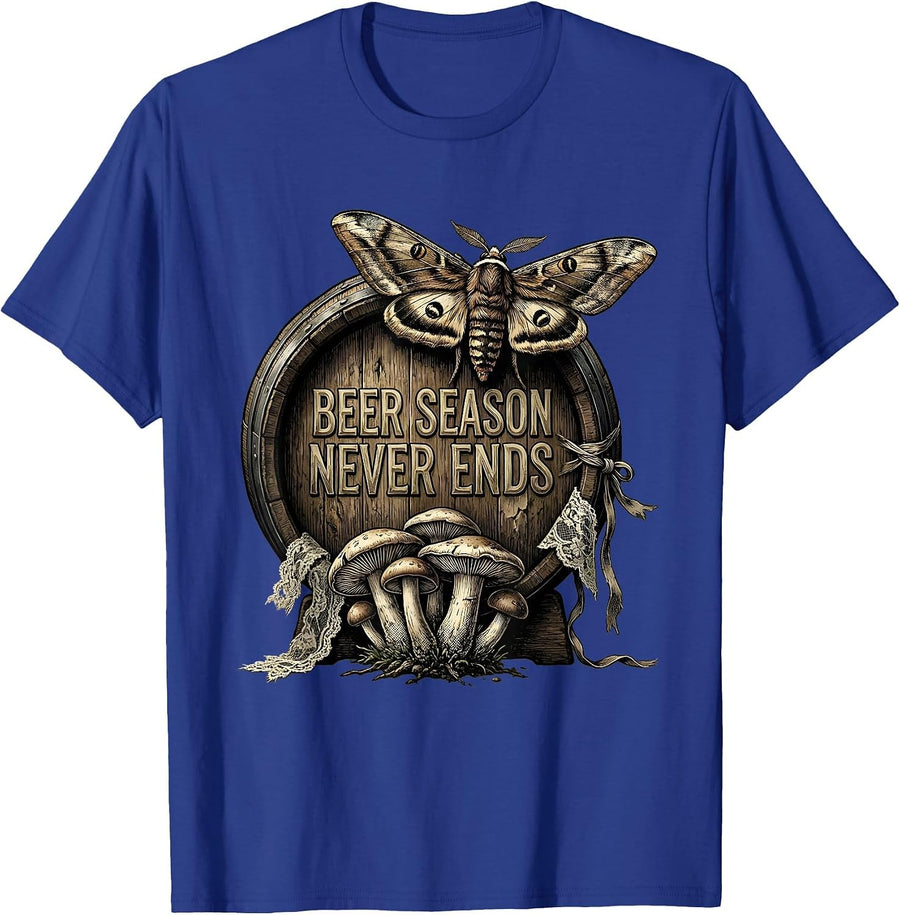 Beer Season Never Ends Oktoberfest Design T-Shirt - Royal Blue